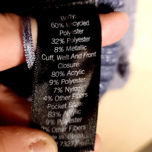 LC Lauren Conrad Blue New Relaxed Sparkle Cardigan Fancy Buttons Large - Picture 5 of 6